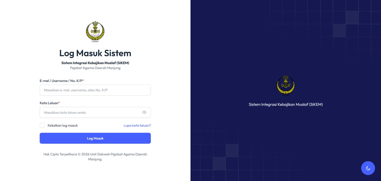 SIKEM — Mualaf Welfare Integration System — screenshot